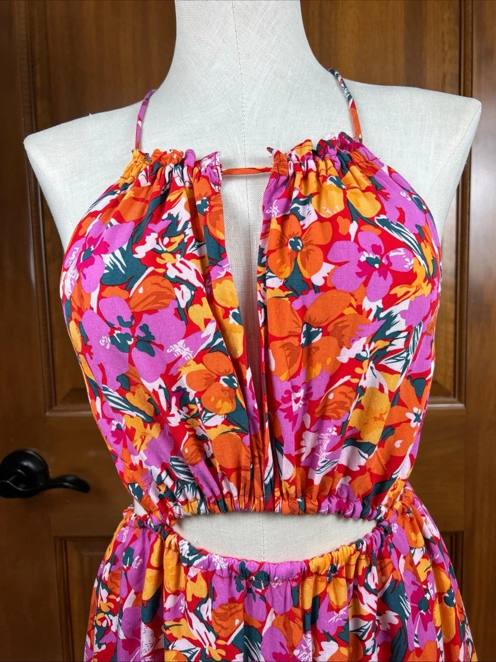 Petal and Pup Women Señorita Print Drop back Maxi Dress Floral Artsy Boho Sz 8 - Picture 2 of 14